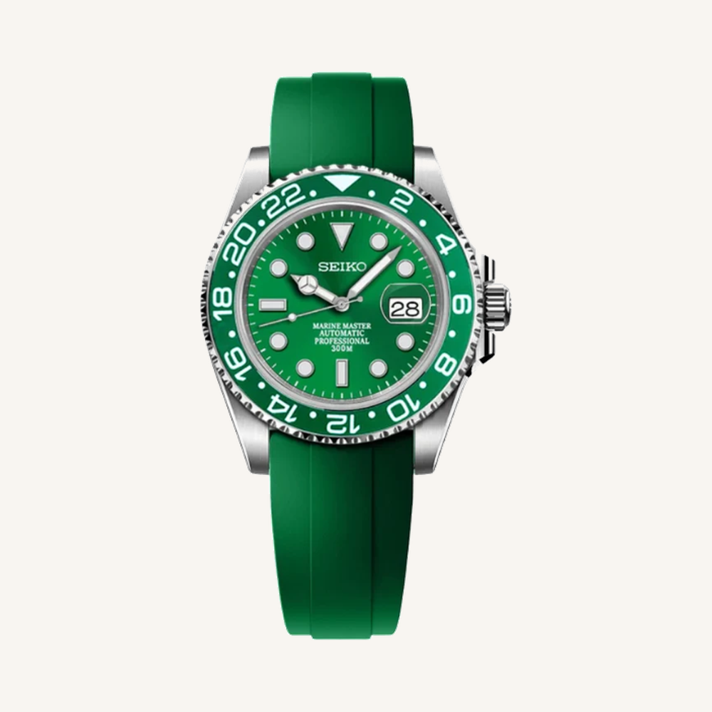 GMTeik green Marine Master, green silicone strap