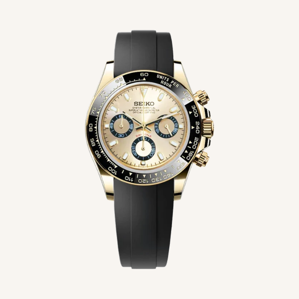 Seitona Champagne Panda black silicone strap