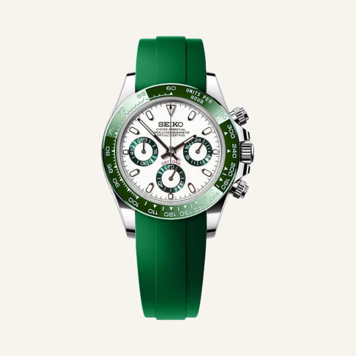 Seitona Green Panda with Green Silicone Strap