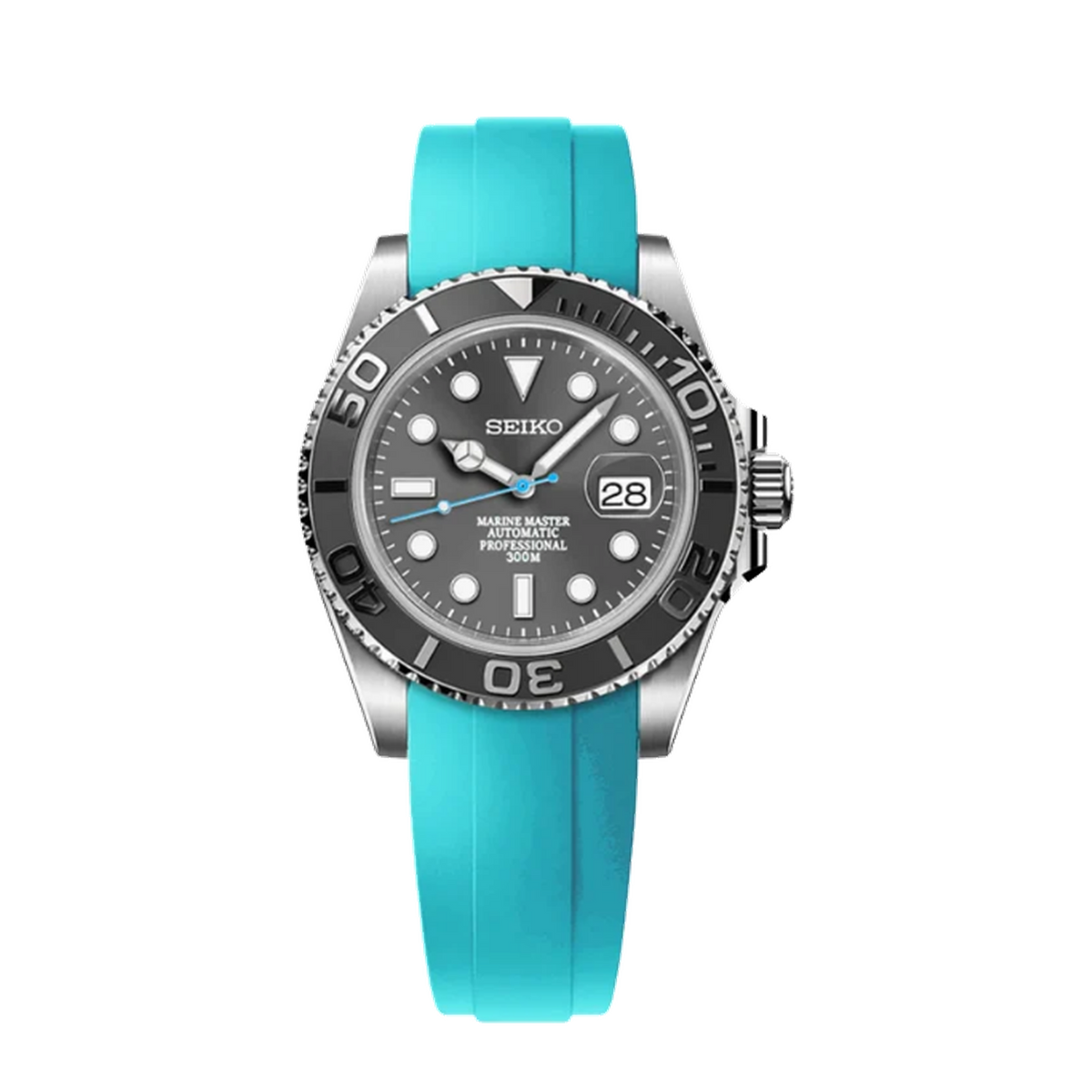 Seikmarin Grey Black – Turquoise Silicone