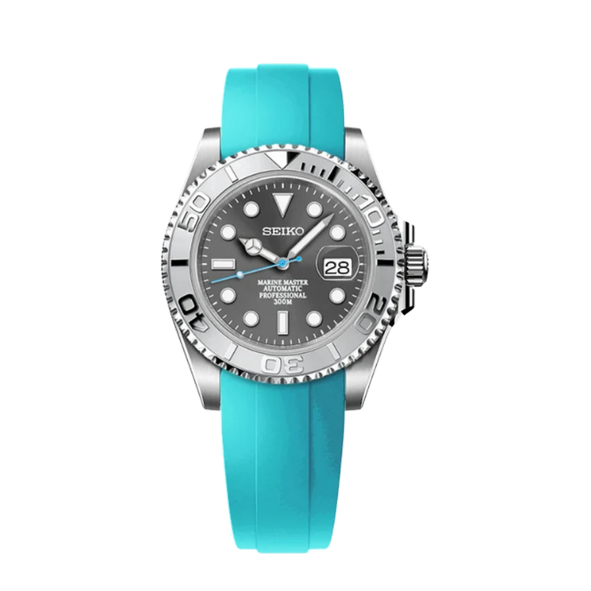 Seikmarin Grey Silver – Turquoise Silicone