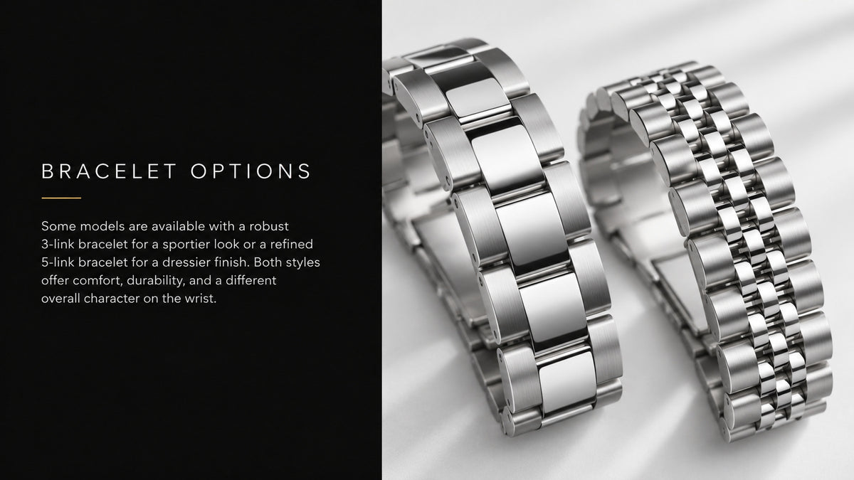 Bracelet options: 3-link and 5-link