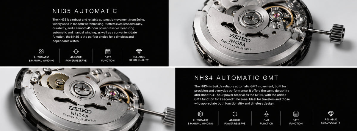 NH35 Automatic and NH34 Automatic GMT movements