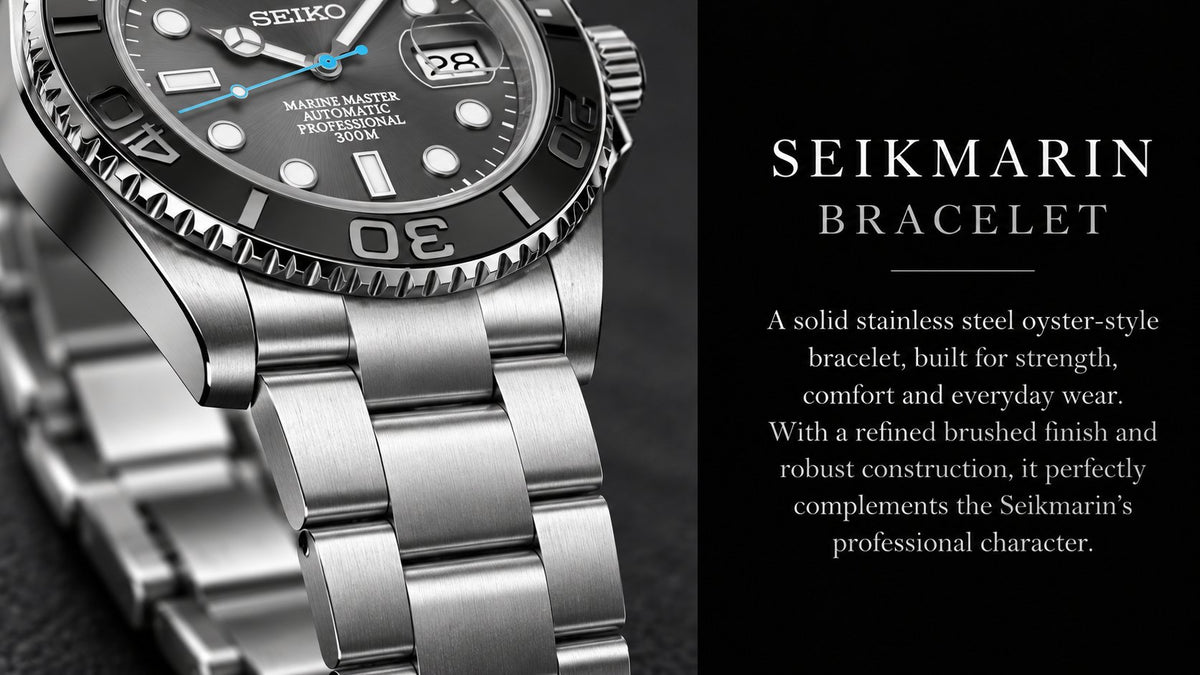 Seikmarin stainless steel oyster-style bracelet